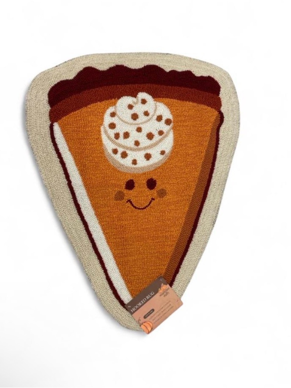 Pumpkin Pie Slice Hooked Accent Rug — Orange Cream